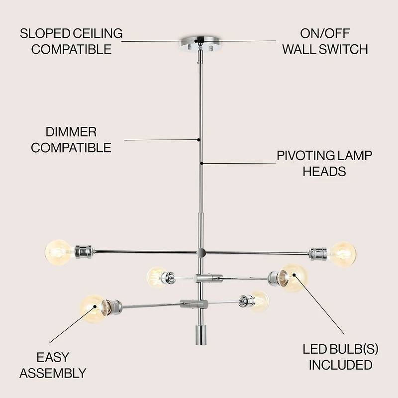 Atlas Modern Retro Iron Arm Adjustable Led Chandelier