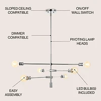 Atlas Modern Retro Iron Arm Adjustable Led Chandelier