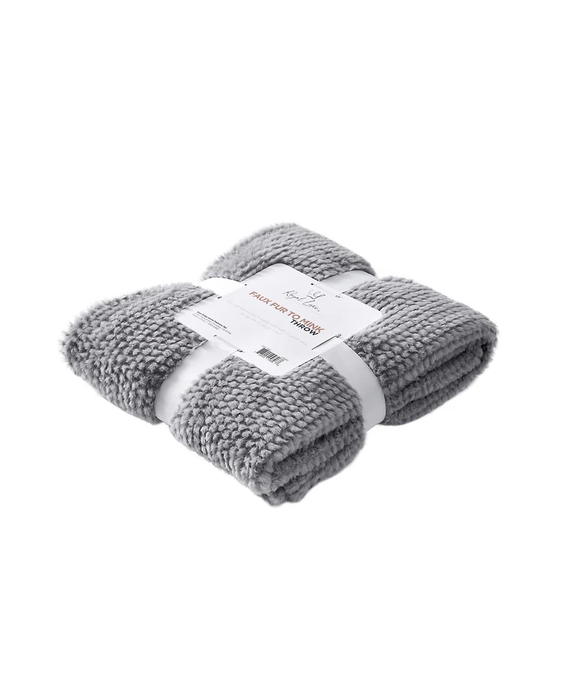 Royal Luxe Cozy Faux Fur to Mink Throw, 50" x 60''