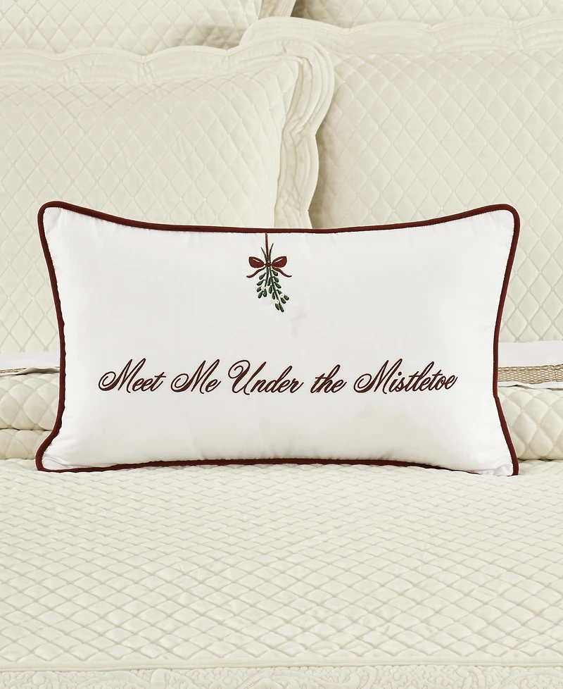 J Queen New York Mistletoe Boudoir Embellished Decorative Pillow, 18" x 18"