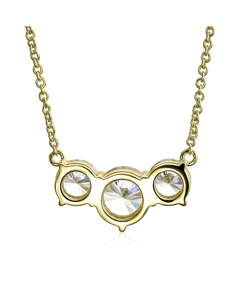 Bling Jewelry Classic Delicate Cz 2CTW Three Stone Past Present Future Solitaire Cubic Zirconia Necklace Gold Plated