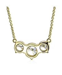Bling Jewelry Classic Delicate Cz 2CTW Three Stone Past Present Future Solitaire Cubic Zirconia Necklace Gold Plated