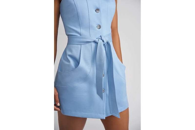 Taylor Button Front Mini Dress-sky