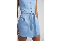 Taylor Button Front Mini Dress-sky