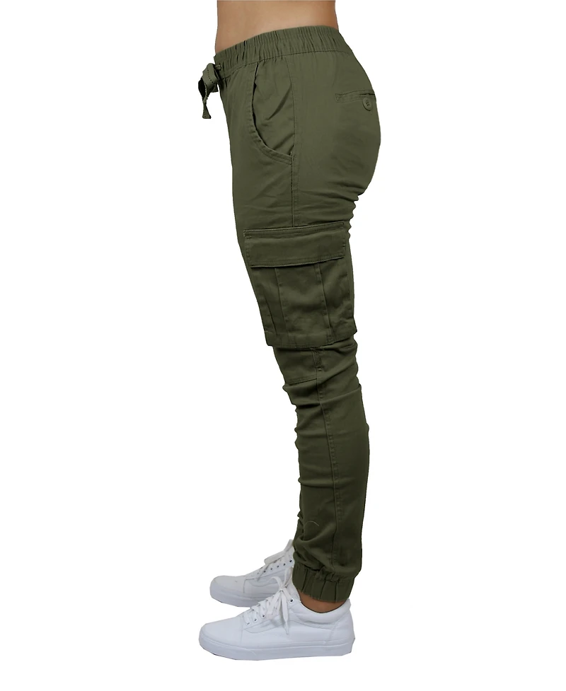 Galaxy By Harvic Women's Loose Fit Cotton Stretch Twill Cargo Joggers Set, 2 Pack