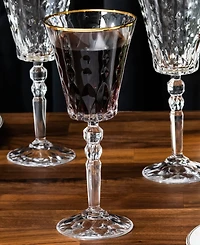 Lorren Home Trends Marilyn Gold-Tone Red Wine Goblets, Set of 4