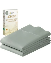 Pillowcase Set 400 Thread Count 100 Cotton Sateen Set Of 2 Pillow Covers Breathable Cooling Soft For Quality Sleep By California Design Den
