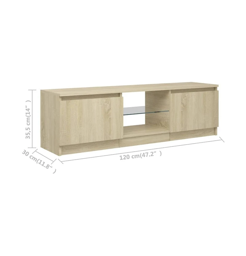 Tv Stand with Led Lights Sonoma Oak 47.2"x11.8"x14"