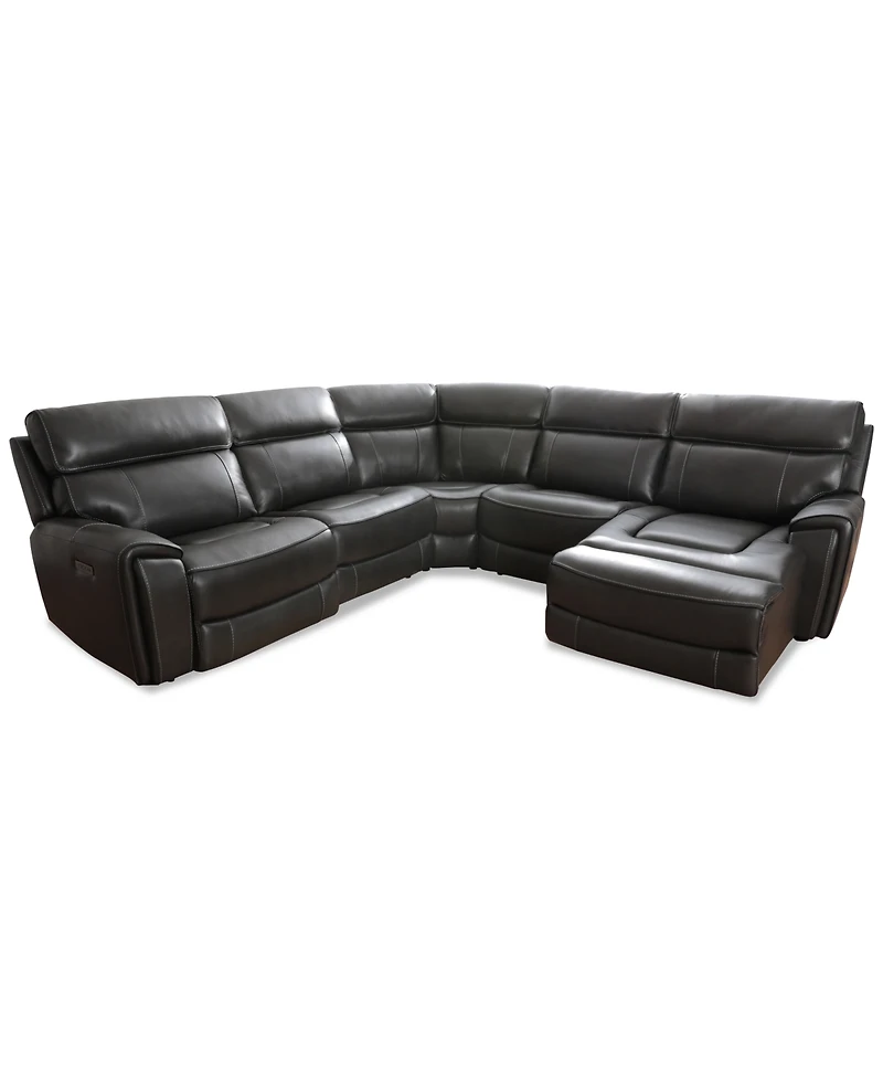 Closeout! Hutchenson 119.5" 5-Pc. Zero Gravity Leather Sectional with 2 Power Recliners and Chaise, Created for Macy's