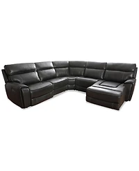 Closeout! Hutchenson 119.5" 5-Pc. Zero Gravity Leather Sectional with 2 Power Recliners and Chaise, Created for Macy's