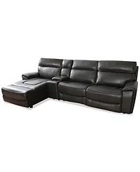 Closeout! Hutchenson 127.5" 4-Pc. Zero Gravity Leather Sectional with 1 Power Recliner, Chaise and Console, Created for Macy's