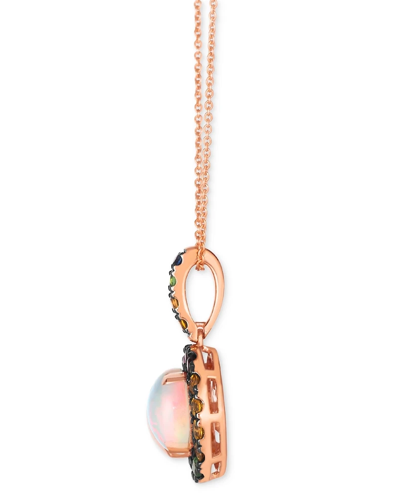 Le Vian Multi-Gemstone Halo Adjustable 20" Pendant Necklace (1-7/8 ct. t.w) in 14k Rose Gold