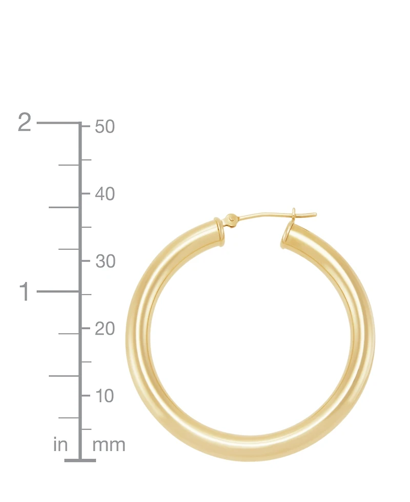 Polished Tube Hoop Earrings (40mm) in 14k Yellow Gold or 14k White Gold