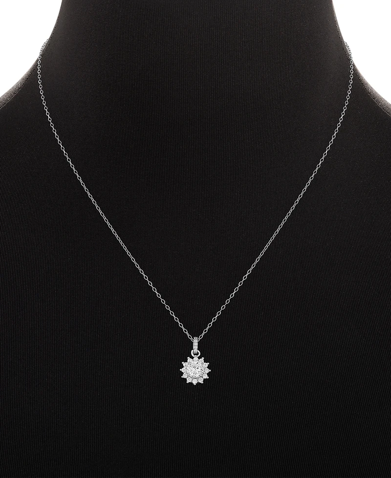 Giani Bernini 2-Pc. Set Cubic Zirconia Halo Pendant Necklace & Stud Earrings in Sterling Silver, Created for Macy's