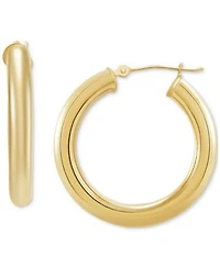 Macys Polished Tube Hoop Earrings In Yellow Gold Collection