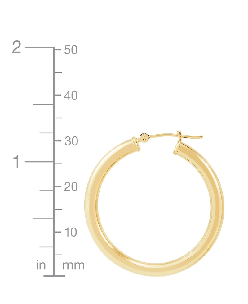 Polished Round Hoop Earrings 14k Gold, 30mm