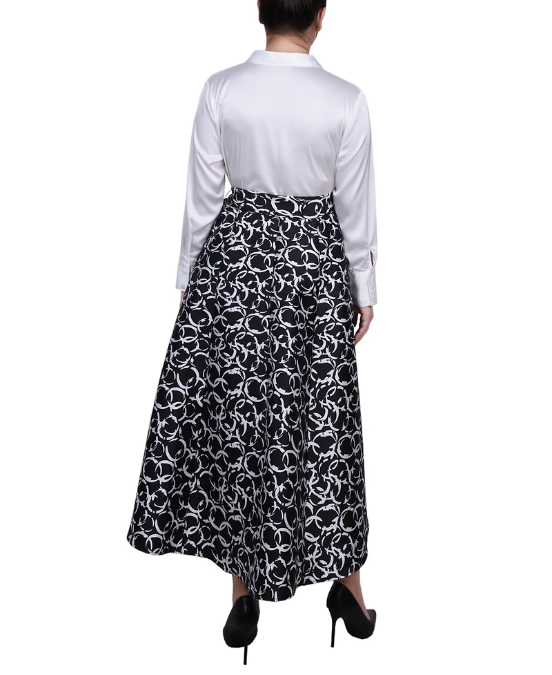 Ny Collection Petite Satin and Mikado High Low Dress