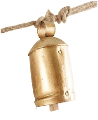 Rosemary Lane Metal Tibetan Inspired String Hanging Decorative Cow Bell with Jute Hanging Rope