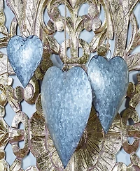 Rosemary Lane Metal Heart Tibetan Inspired Decorative Bell with Hanging Rope, Set Of 3 12", 17", 21"H