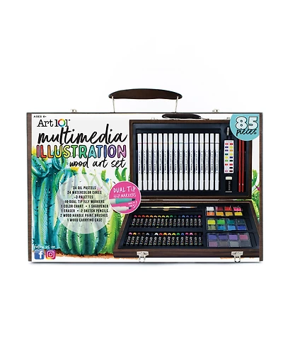 Art 101 Multimedia Illustration Wood Art Set, 85 Pieces