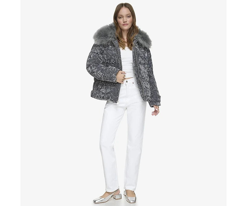 Andrew Marc Black Label Women's Charleroi Crushed Velvet Down Puffer