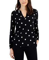 Anne Klein Women's Split-Neck Pearl-Dot Top
