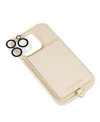 Anne Klein Women's Ivory Saffiano Leather iPhone 14 Pro Case