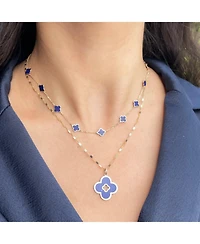 The Lovery Mini Lapis Clover Necklace 14K Yellow Gold