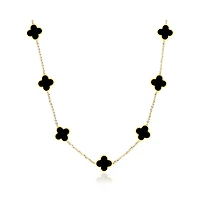 The Lovery Onyx Clover Necklace 14K Yellow Gold