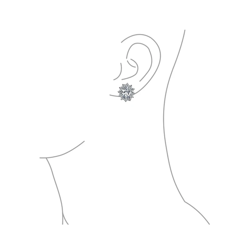 Bling Jewelry Classic Cubic Zirconia Cz Halo Crown Oval Stud Clip On Earrings Non Pierced Ears