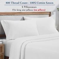Luxury 800 Thread Count 2 King Pillowcases, 100% Cotton Sateen, Soft, Smooth & Thick, Fits Pillows by California Design Den