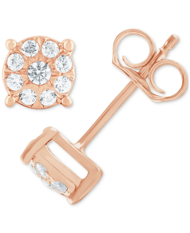 Diamond Cluster Stud Earrings (1/4 ct. t.w.) in 14k Rose Gold