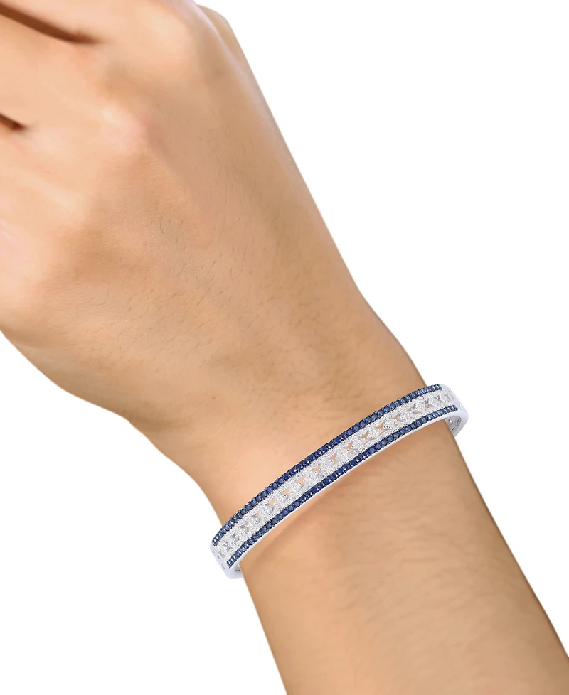 Sapphire (1-3/4 ct. t.w.) & Diamond (1/10 Bangle Bracelet Sterling Silver (Also Available Ruby Emerald)