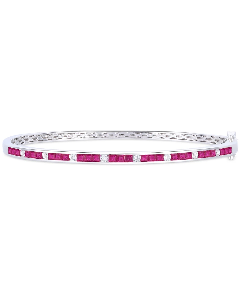 Sapphire (1-7/8 ct. t.w.) & White Sapphire (1/3 ct. t.w.) Bangle Bracelet in Sterling Silver (Also Available in Ruby)