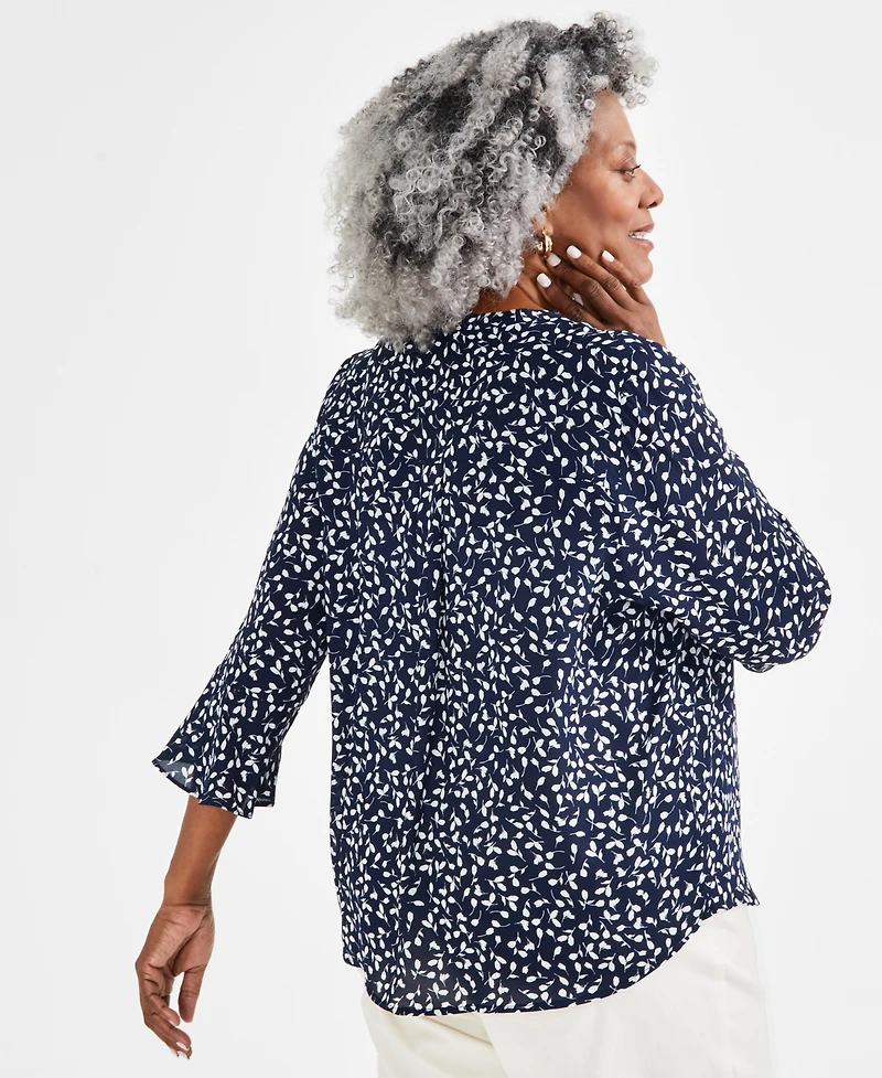 Style & Co Plus Printed Pintuck Blouse, Exclusively at Macy's