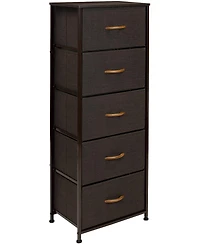 Sorbus Narrow 5 Drawers Nightstand with Steel Frame, Wood Top, Easy Pull Fabric Bins for Home, Bedroom