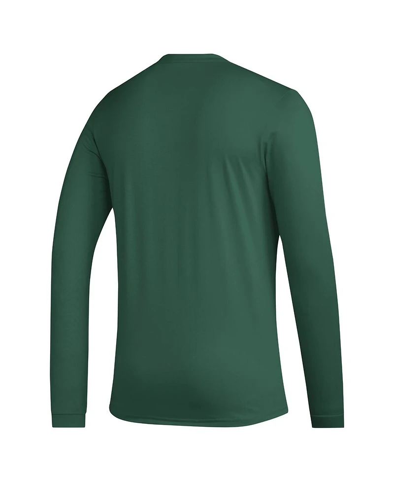 Men's adidas Green Miami Hurricanes Practice Basketball Pregame Aeroready Long Sleeve T-shirt