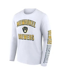 Men's Fanatics Navy, White Milwaukee Brewers Two-Pack Combo T-shirt Set