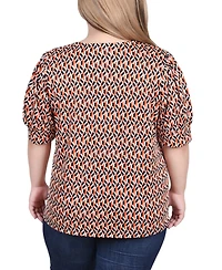 Ny Collection Plus Size Short Sleeve Balloon Sleeve Top with Hardware
