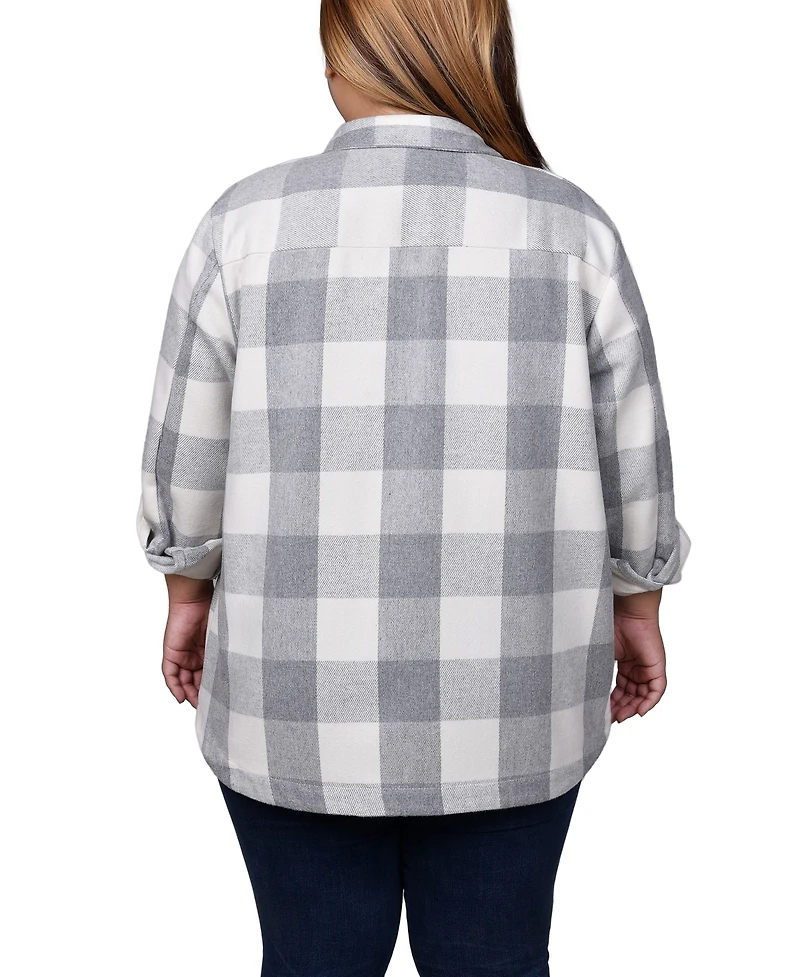Ny Collection Plus Size Long Sleeve Twill Shirt Jacket
