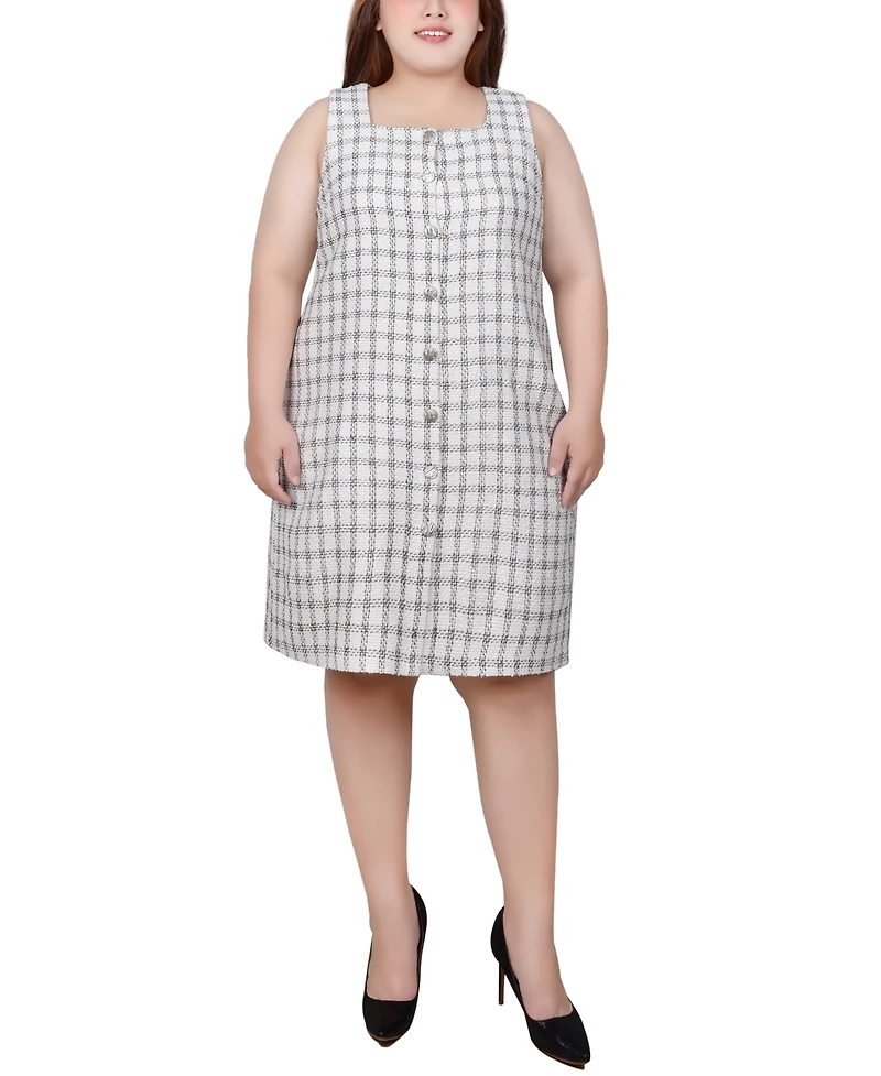 Ny Collection Plus Long Sleeve Jacket and Tweed Dress, 2 Piece Set