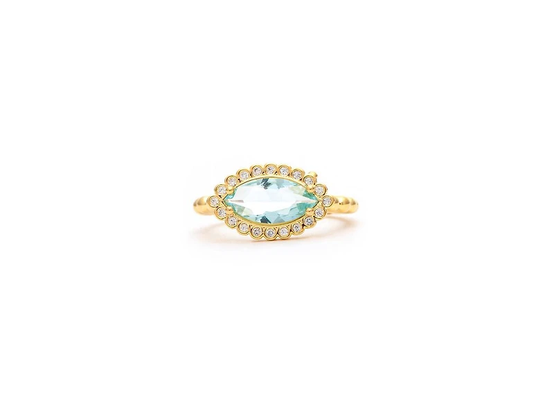 London Blue Crystal East West Ring