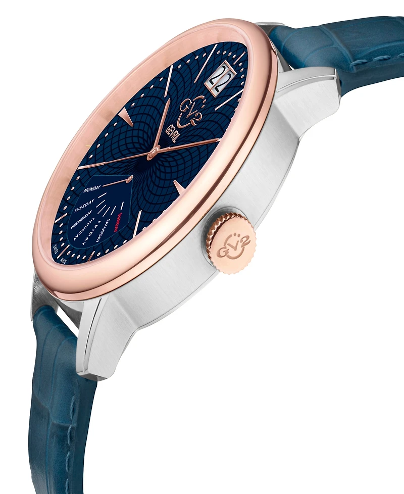 GV2 by Gevril Men's Rovescio Blue Leather Watch 42mm