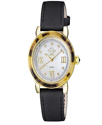 GV2 by Gevril Women's Marsala Tortoise Black Leather Watch 36mm
