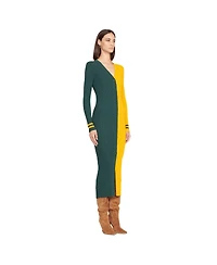 Women's Staud Green, Gold Green Bay Packers Shoko Knit Button-Up Sweater Dress