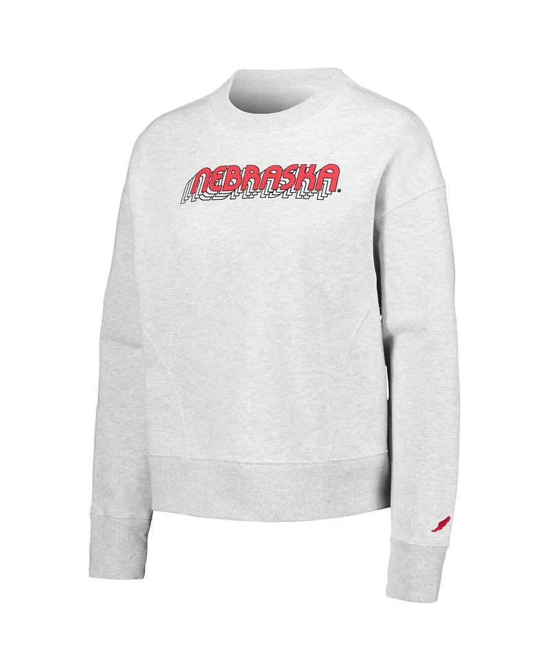 Women's League Collegiate Wear Ash Nebraska Huskers Boxy Pullover Sweatshirt