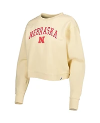 Women's League Collegiate Wear Cream Nebraska Huskers Classic Campus Corded Timber Sweatshirt