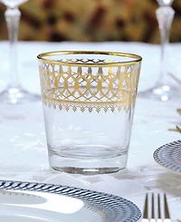 Lorren Home Trends Gold-Tone Embellished Double Old Fashion with Gold-Tone Rings, Set of 4