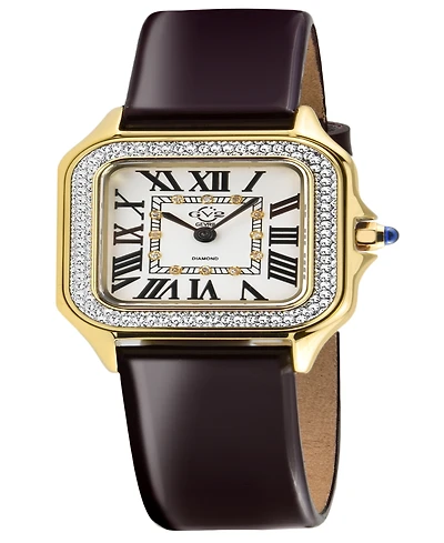 GV2 by Gevril Women's Milan Brown Leather Watch 27.5mm