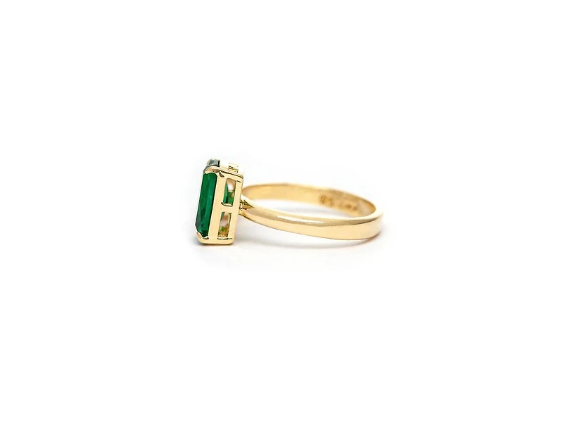 Kelly Green Crystal + Cubic Zirconia Open Band Ring